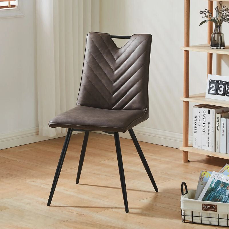 Set de 2 scaune de dining Calais cu mânere – Piele ecologică maro