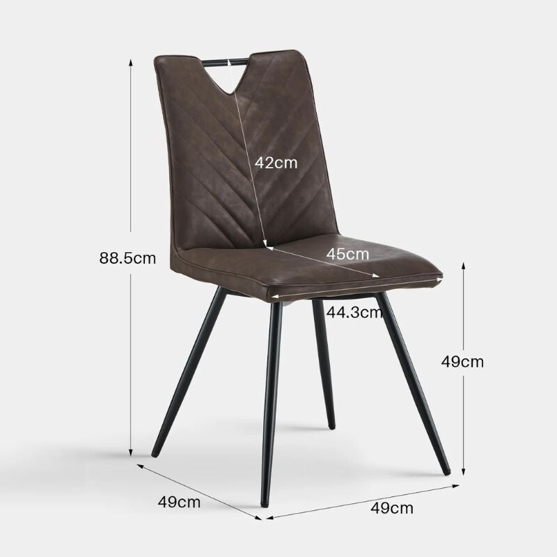 Set de 2 scaune de dining Calais cu mânere – Piele ecologică maro