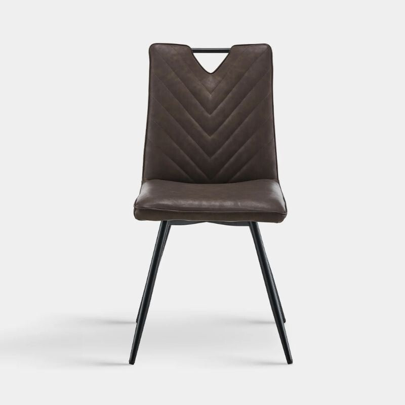 Set de 2 scaune de dining Calais cu mânere – Piele ecologică maro