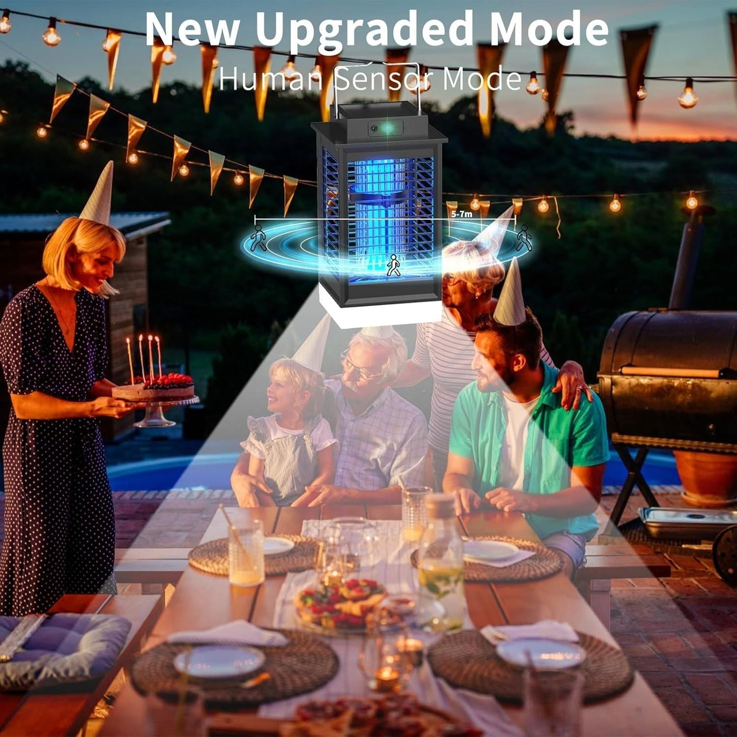 PALONE MWS-058 Napelemes UV Szúnyogirtó Lámpa Mozgásérzékelővel – USB-C Tölthető, Akár 100 m