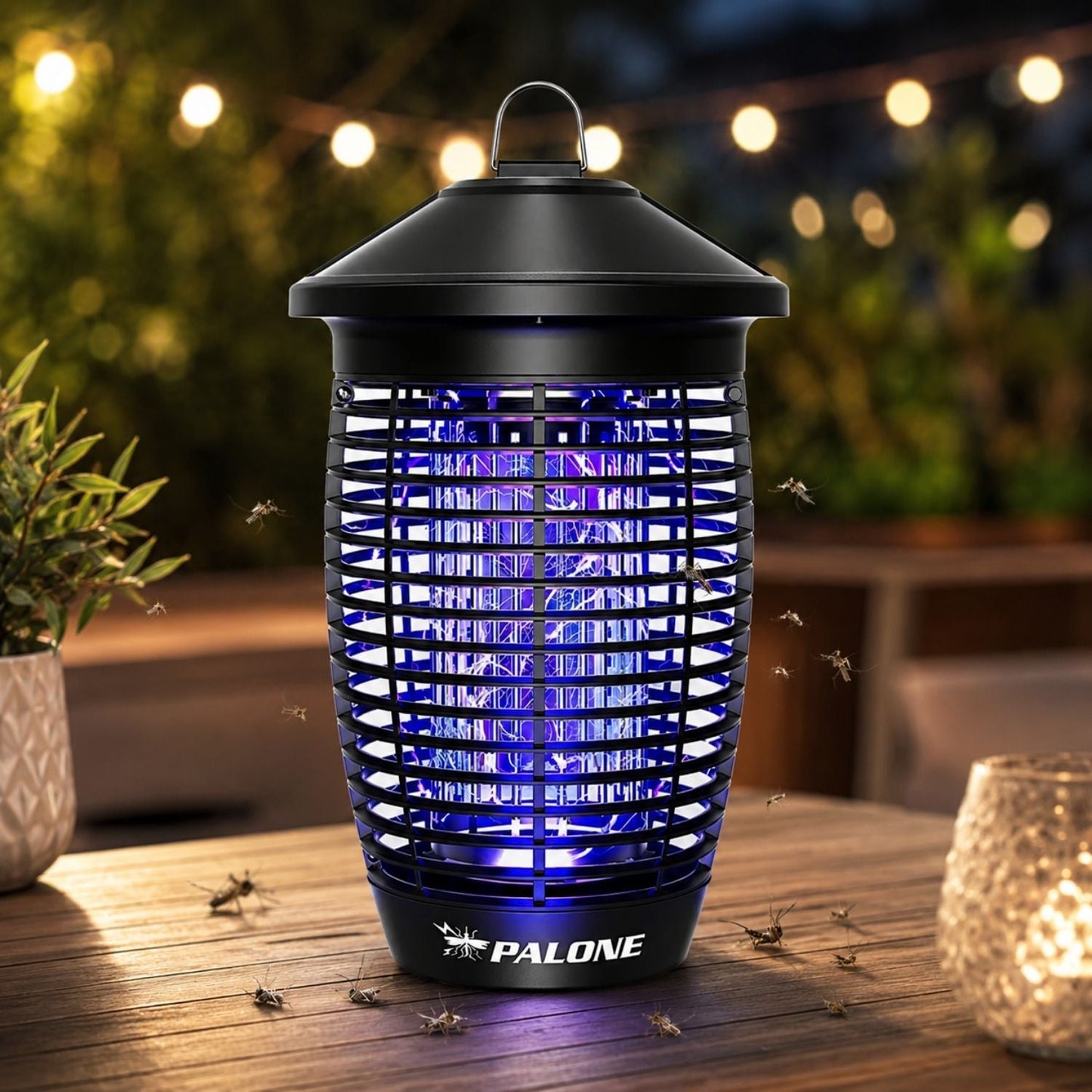 PALONE LT806 Elektromos Rovarcsapda UV Fénnyel - Szúnyogirtó Lámpa, 20W, 4500V, IPX4, 100 m²