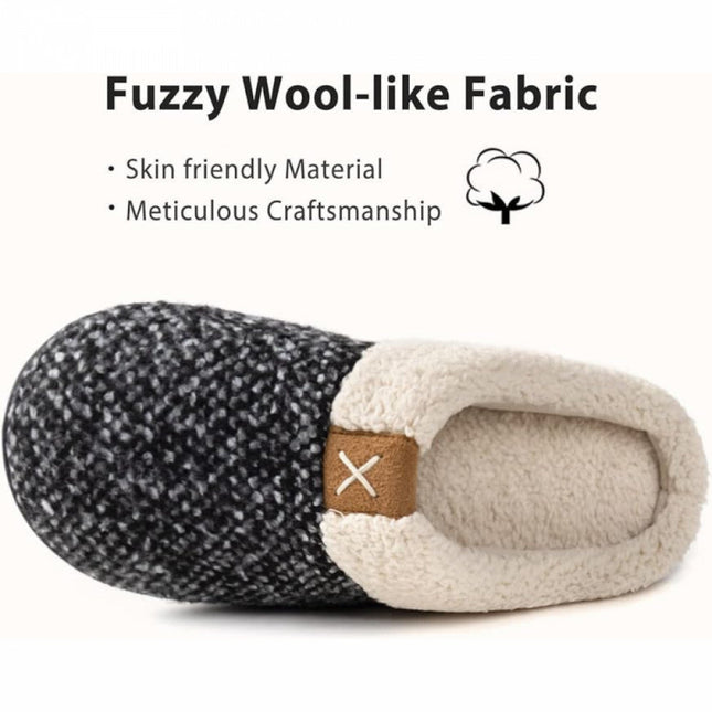 ULTRAIDEAS Memóriahabos Téli Mamusz – Fekete-Fehér, Meleg Benti Papucs