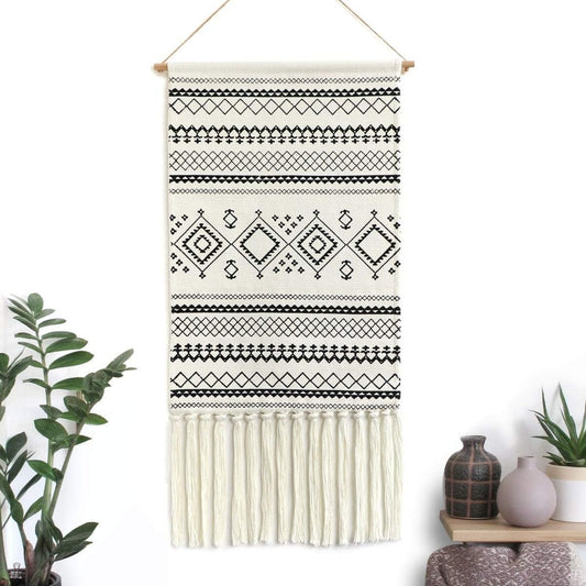 Lomohoo Aztekenmuster Wandteppich (Weiß-Schwarz)
