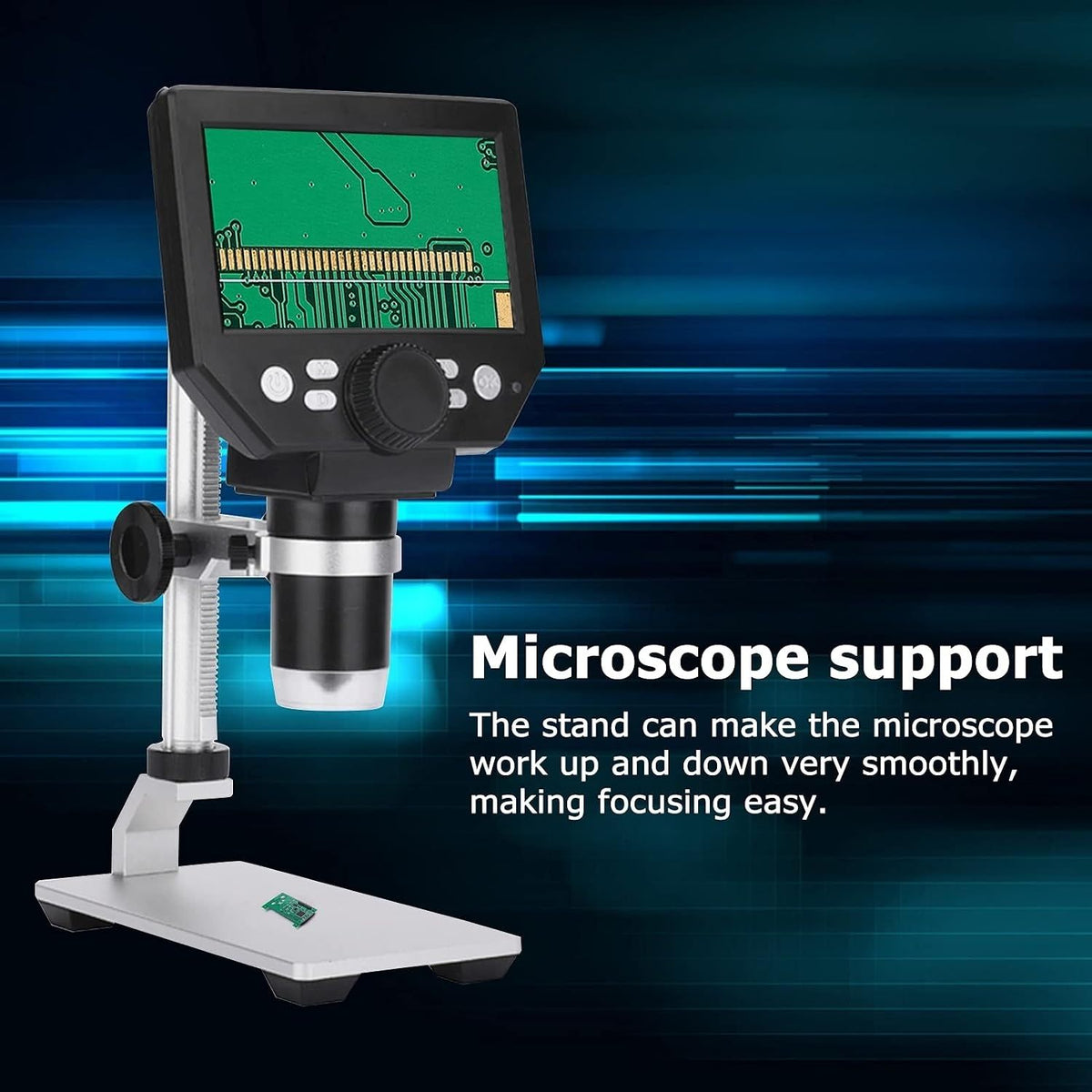 Mikroskop cyfrowy z wyświetlaczem LCD na statywie