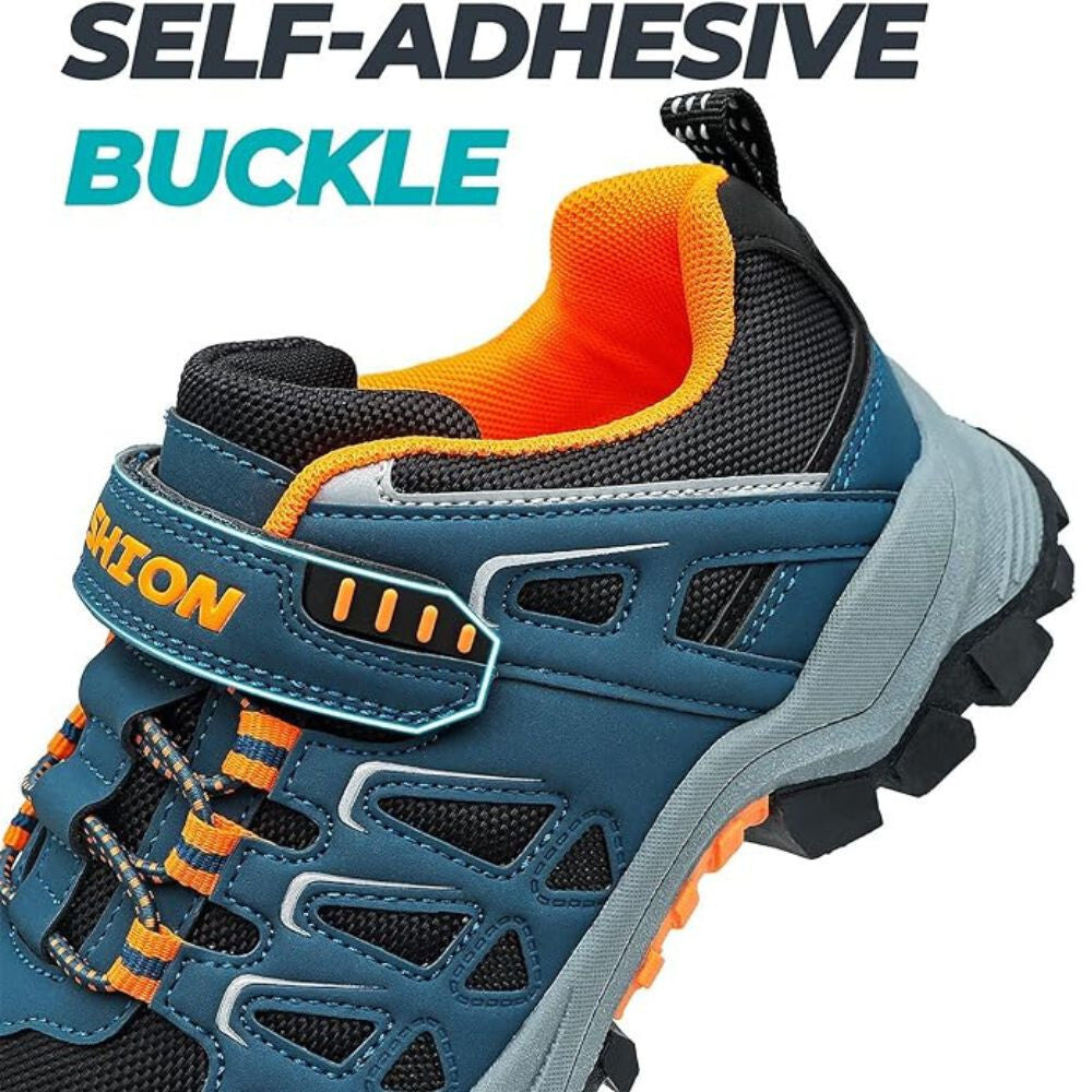 ASHION Kinder Wanderschuhe – Atmungsaktive Rutschfeste Sportschuhe Blau-Orange