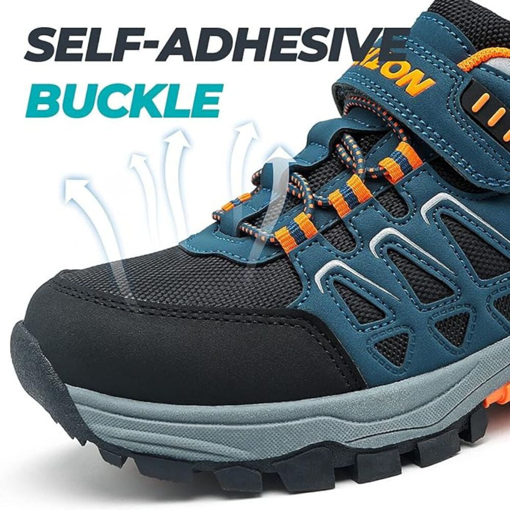 ASHION Kinder Wanderschuhe – Atmungsaktive Rutschfeste Sportschuhe Blau-Orange