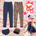 Adorel dječji zimski flis legging set (2 kom) – s točkicama i uzorkom leoparda (120)