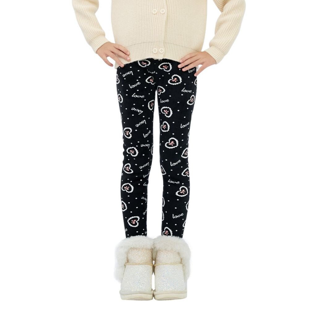 Adorel Winter-Fleece Kinderleggings-Set (2 Stück) – Mit Schmetterlings- und Herzmuster