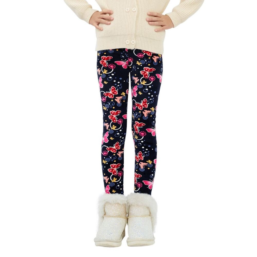 Adorel Winter-Fleece Kinderleggings-Set (2 Stück) – Mit Schmetterlings- und Herzmuster