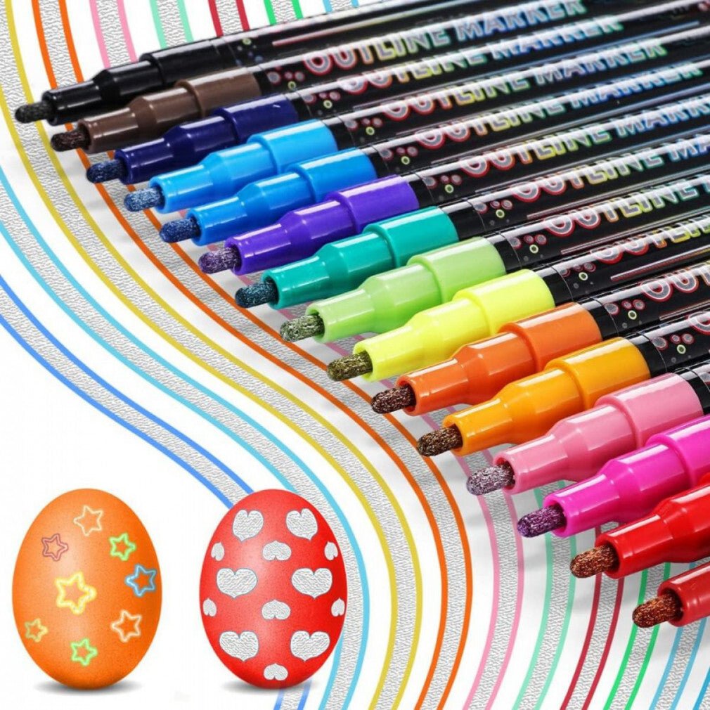 Buluri Konturmarker Set - Dekorationsfilzstifte für Papier, Glas und Holz