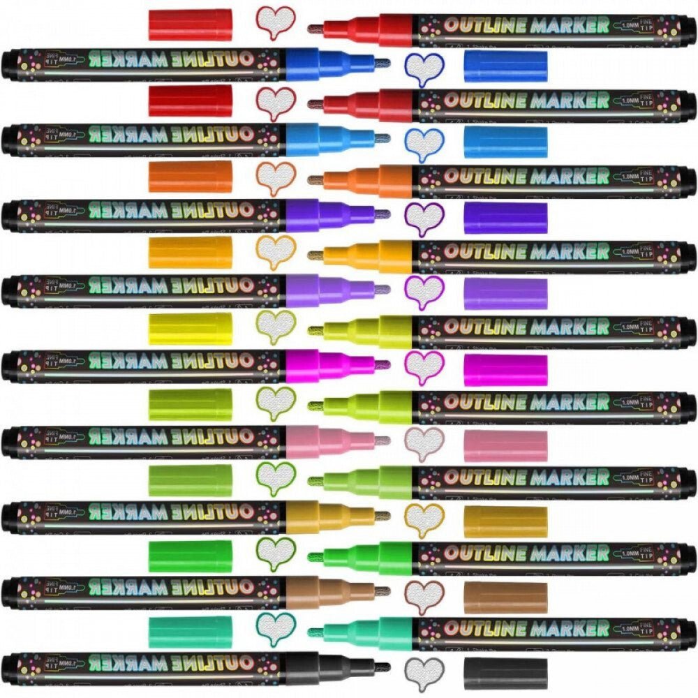 Buluri Konturmarker Set - Dekorationsfilzstifte für Papier, Glas und Holz