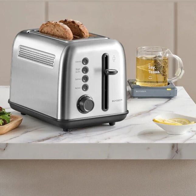 Buydeem DT620E 2-Scheiben Toaster – Extra breite Schlitze, 7 Bräunungsstufen, Bagel-Funktion