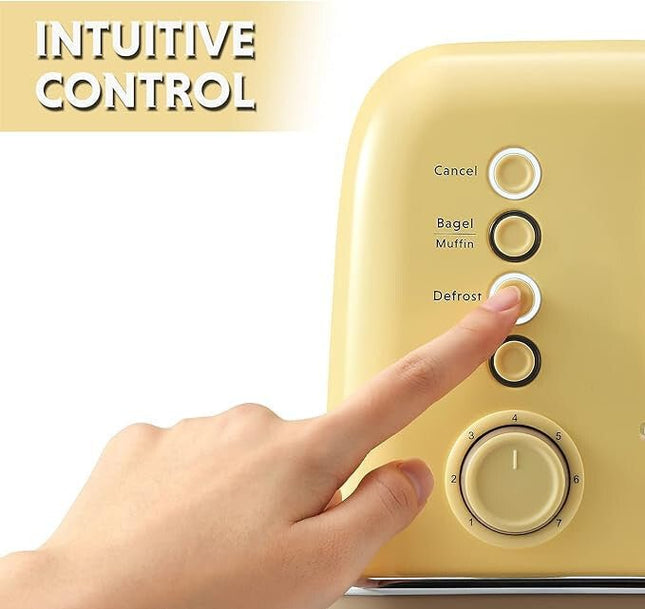 Buydeem DT620E 2-Scheiben Toaster – Extra breite Schlitze, 7 Bräunungsstufen, Bagel-Funktion