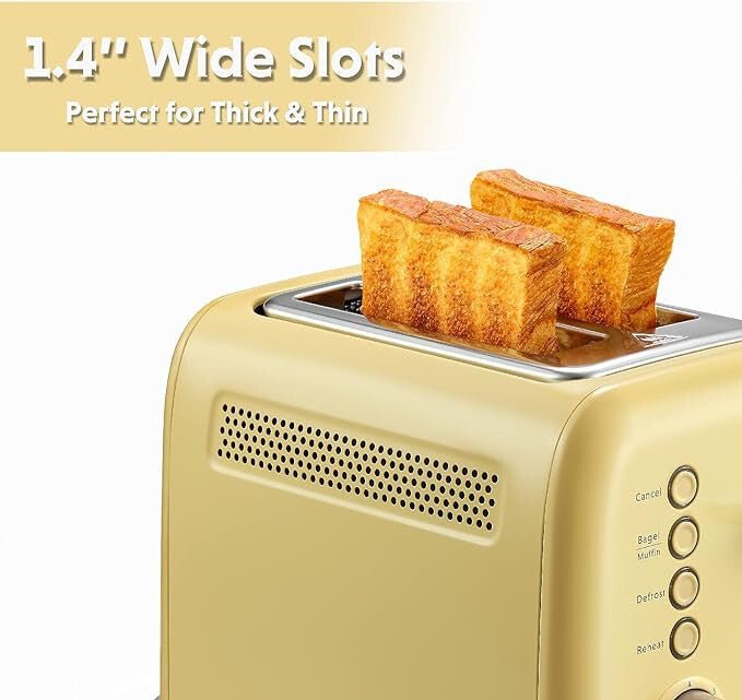 Buydeem DT620E 2-Scheiben Toaster – Extra breite Schlitze, 7 Bräunungsstufen, Bagel-Funktion
