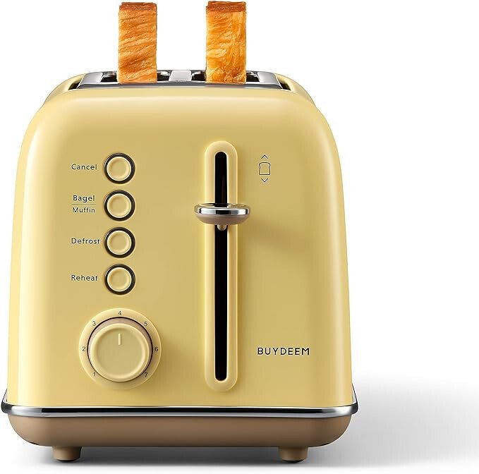 Buydeem DT620E 2-Scheiben Toaster – Extra breite Schlitze, 7 Bräunungsstufen, Bagel-Funktion