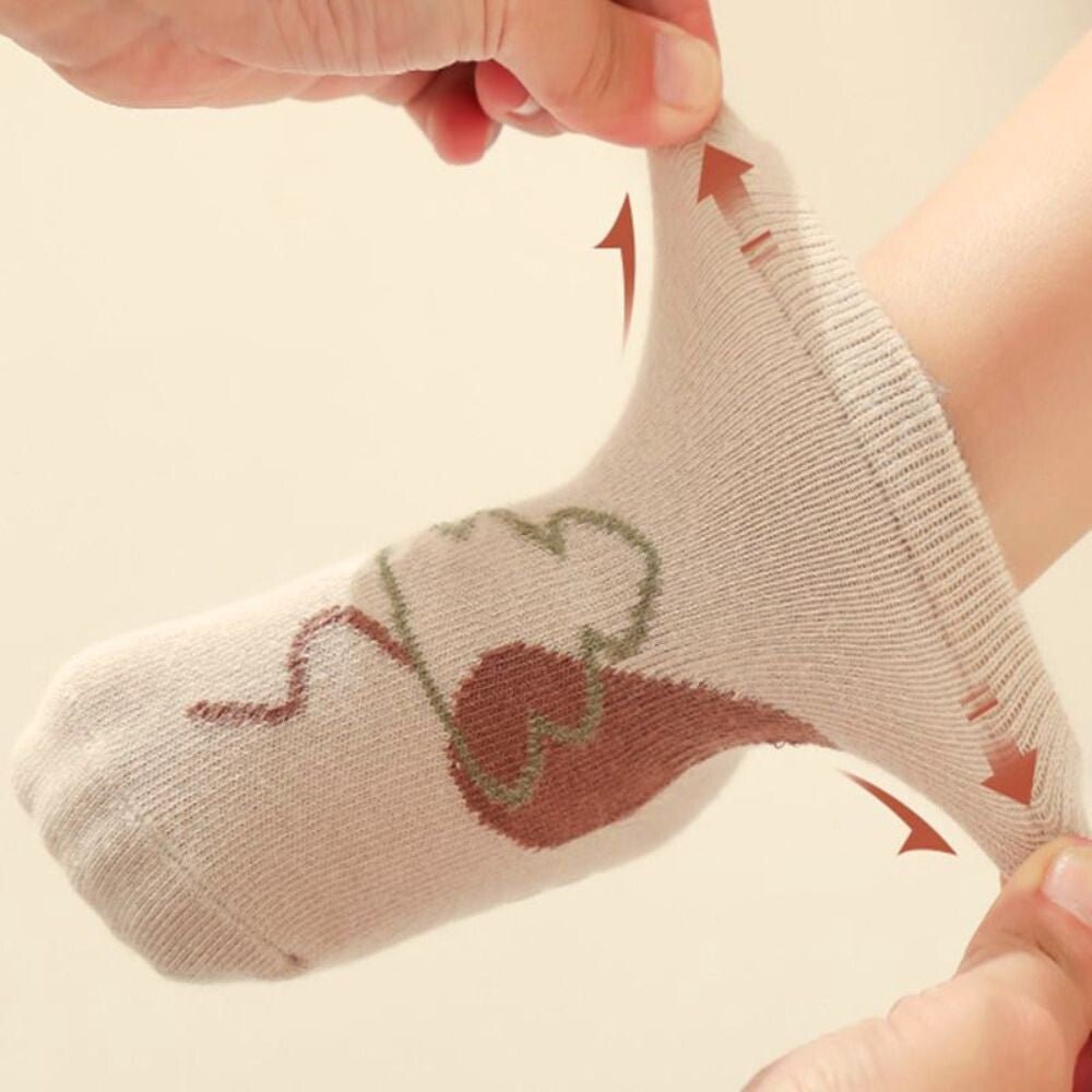 Rutschfeste Baumwoll-Babysocken-Set – 6 Paar Socken mit niedlichen Mustern für Babys