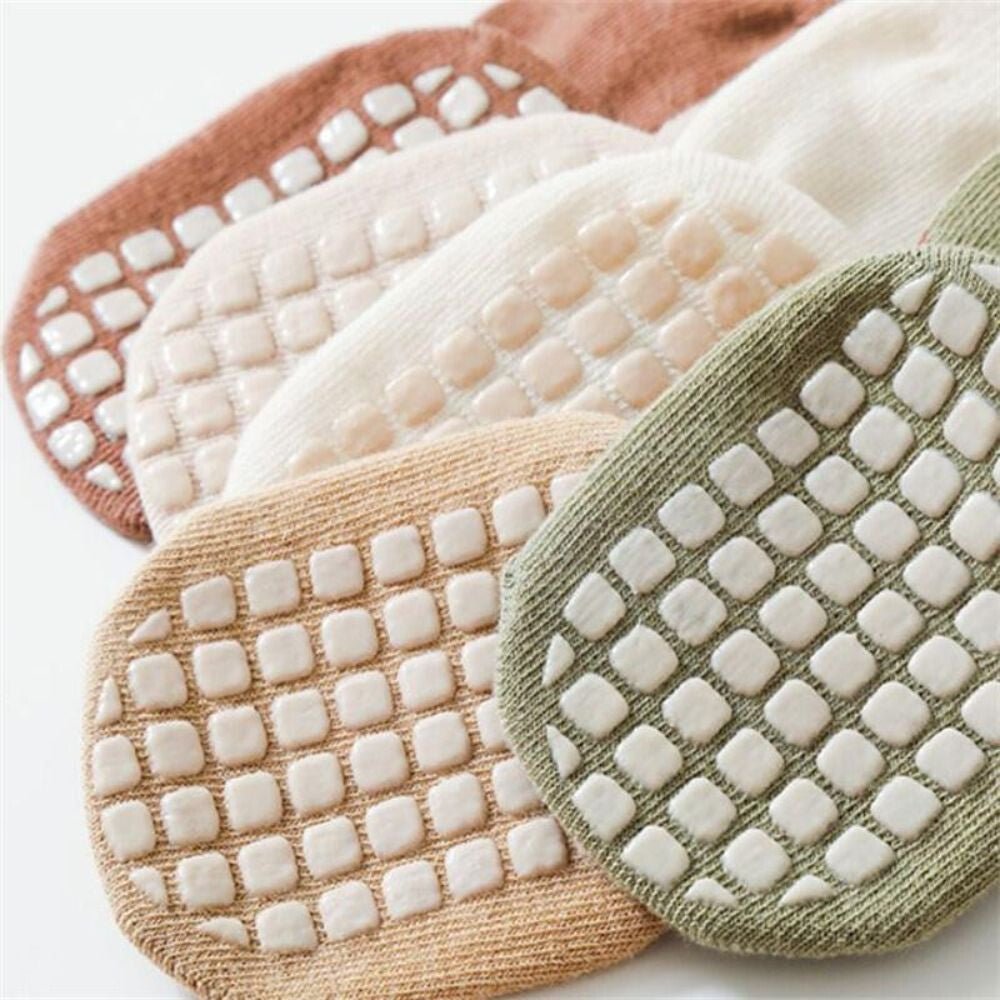 Rutschfeste Baumwoll-Babysocken-Set – 6 Paar Socken mit niedlichen Mustern für Babys