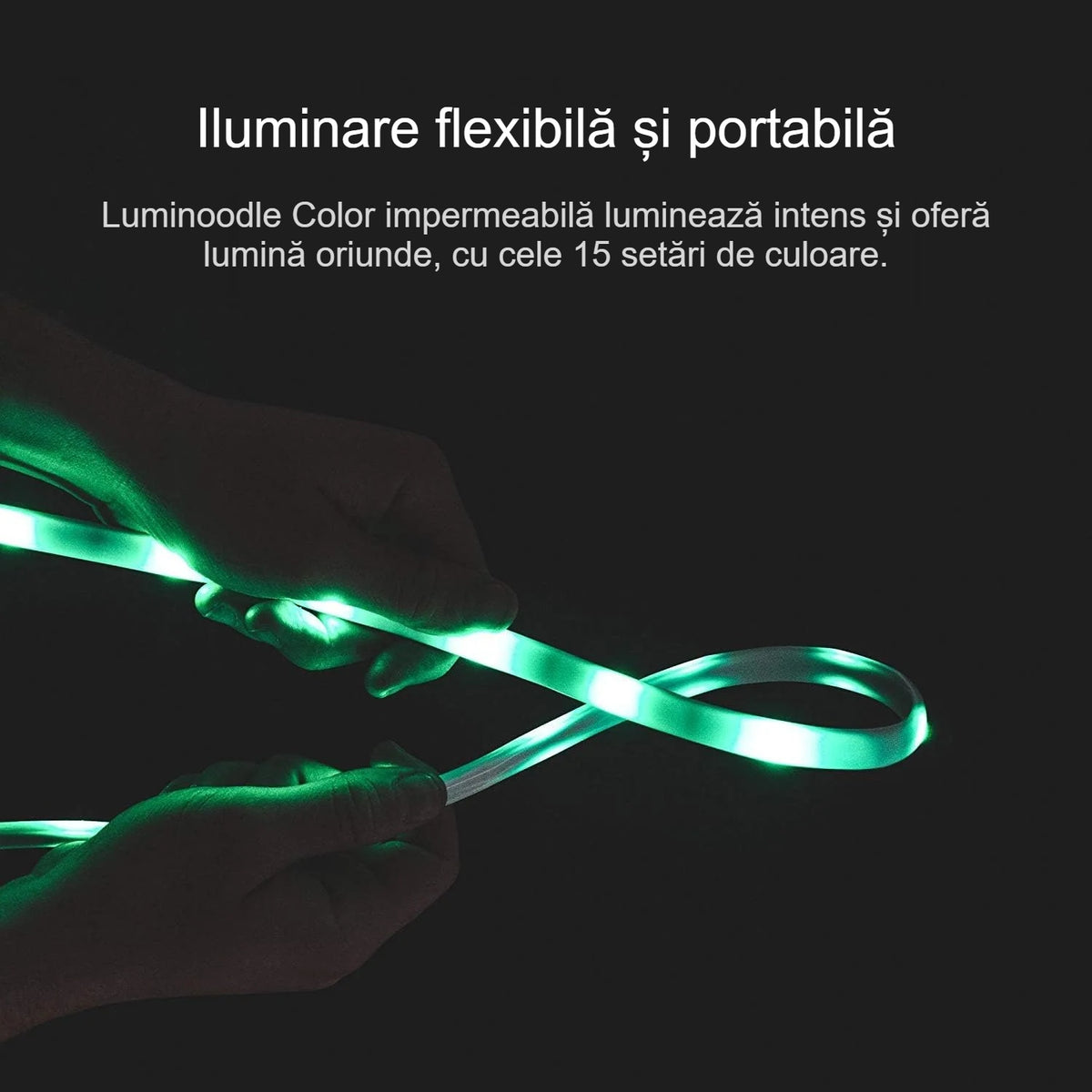 Bandă LED RGB portabilă cu lumină verde în întuneric