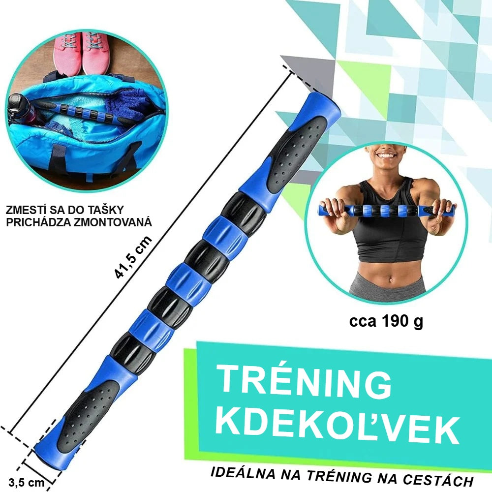 Rozmery masážnej tyče a nosenie v športovej taške na tréning na cestách