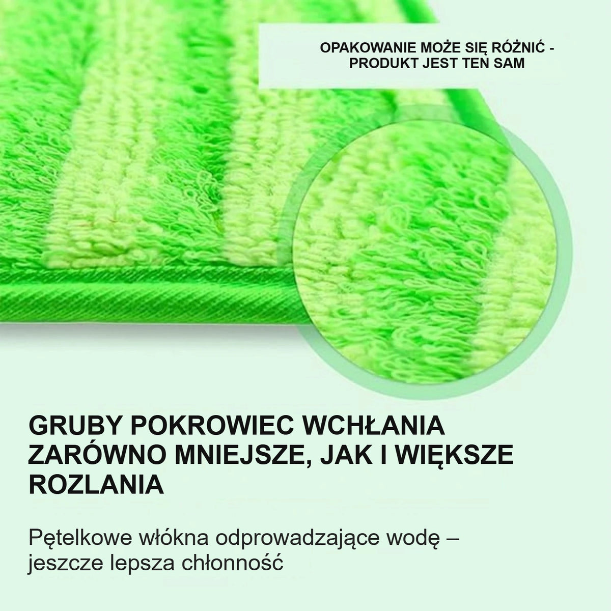 Gruba nakładka na mopa z pętelkowej mikrofibry z bliska