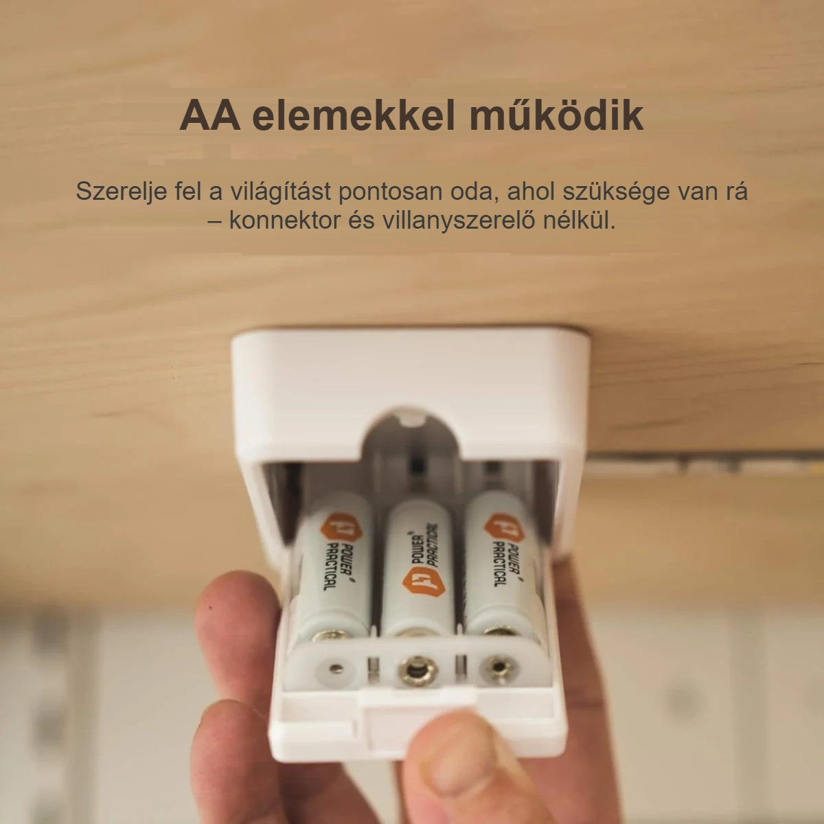 LED szalag nyitott elemtartó doboza 3 db AA elemmel