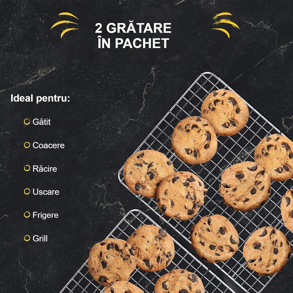 Două grătare de răcire din inox cu fursecuri