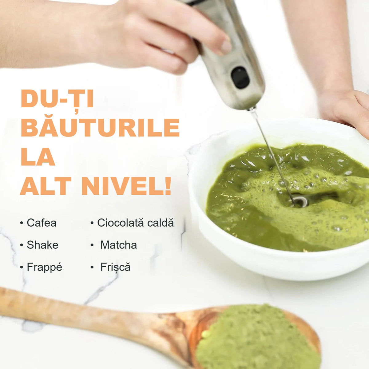 Spumarea matcha cu spumatorul electric de lapte