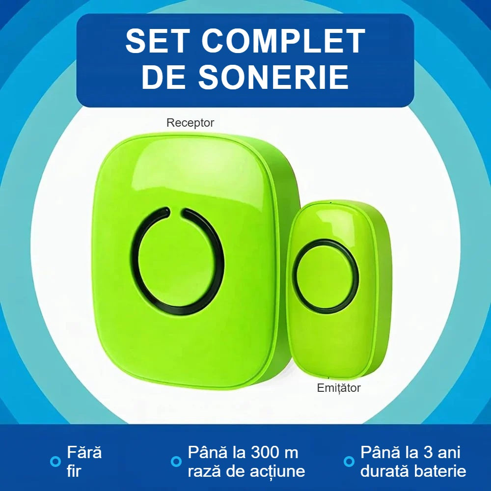 Set sonerie cu receptor și emițător, rază de până la 300 m, baterie până la 3 ani