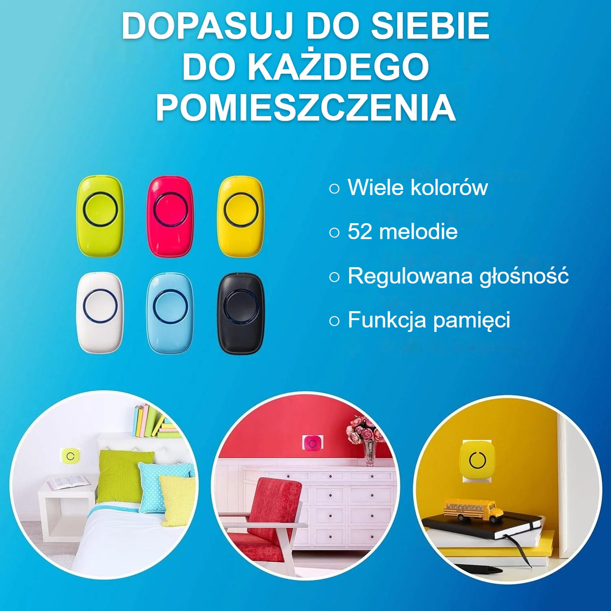 Funkcje i kolory dzwonka bezprzewodowego do wyboru