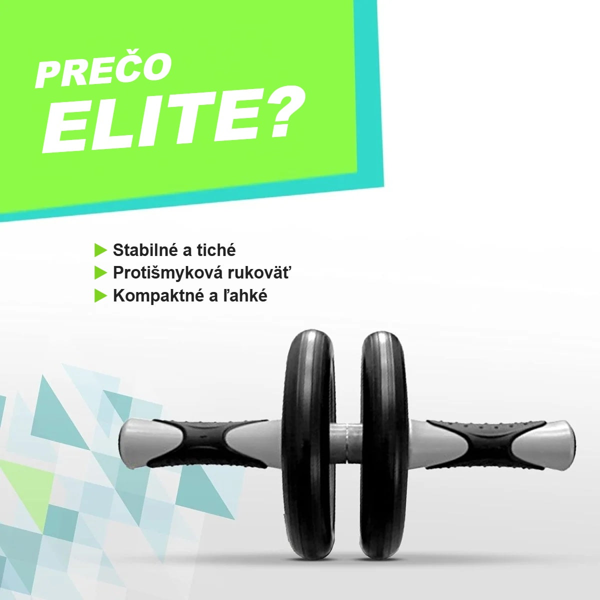 Dvojitý ab roller s protišmykovou rukoväťou zblízka