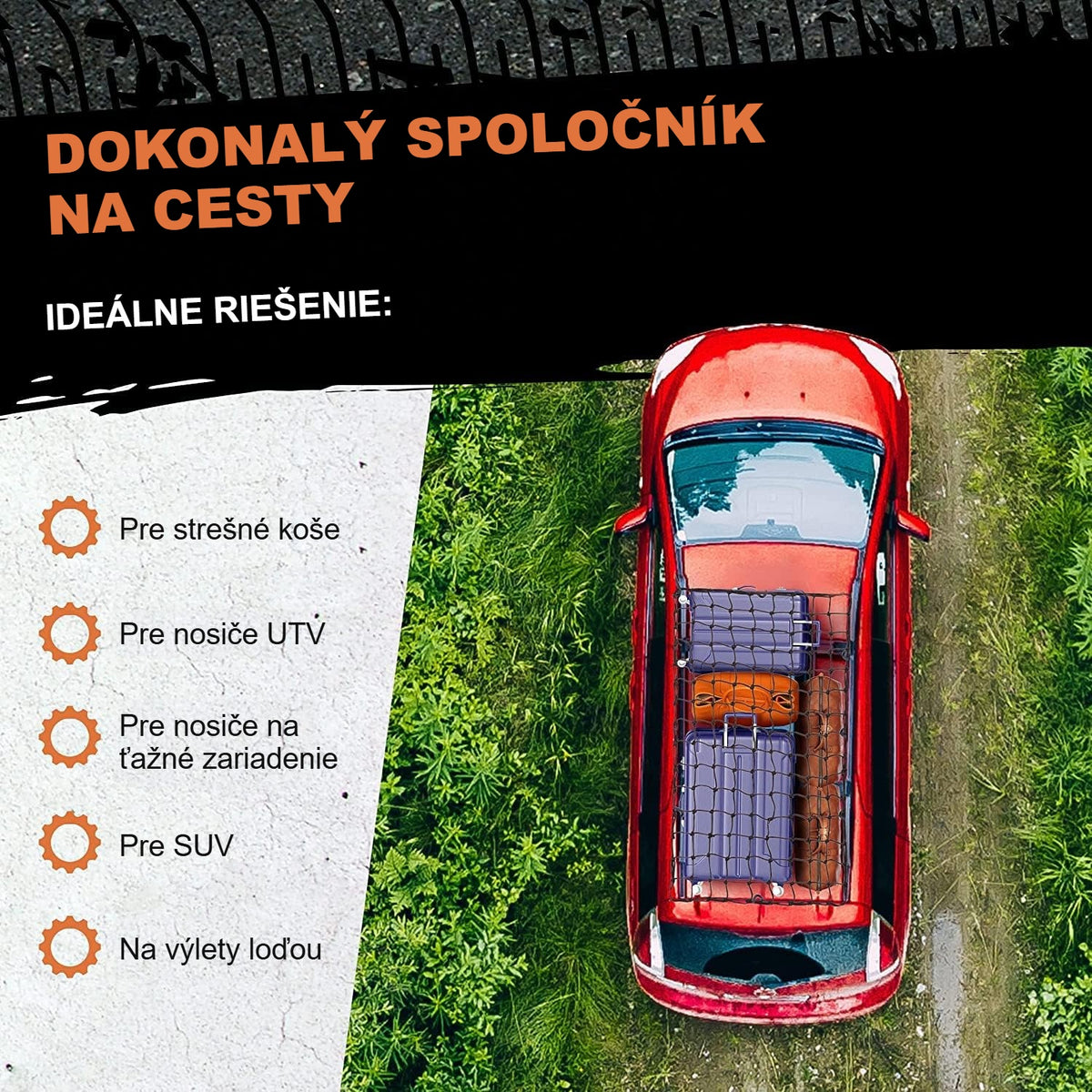 Sieť na upevnenie nákladu na strešnom nosiči, pick-upe a prívese