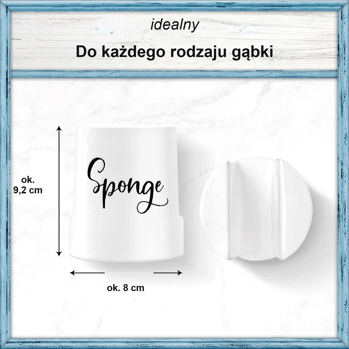 Wymiary uchwytu na gąbkę: około 8 x 8 x 9,2 cm