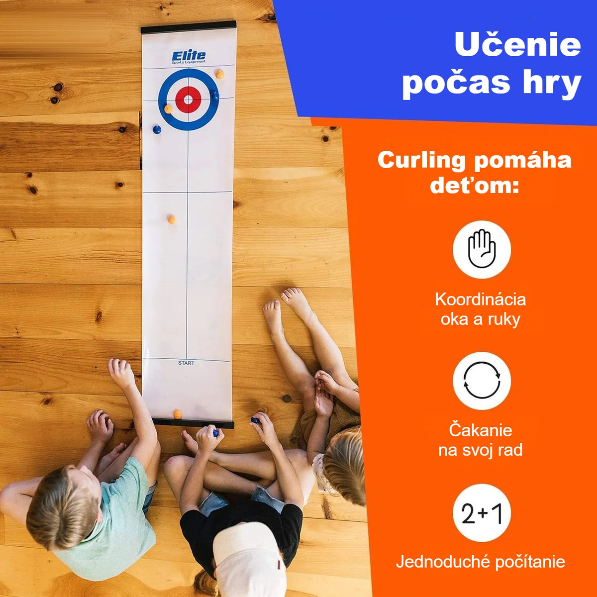 Stolný curling rozvíja koordináciu oka a ruky a počítanie u detí