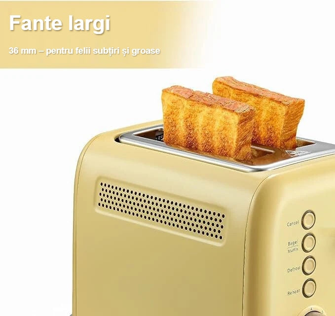 Fantele extra largi de 36 mm ale prăjitorului de pâine, cu o felie groasă