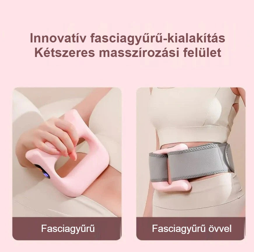 Vibrációs fasciagyűrű kézben és a mellékelt övvel