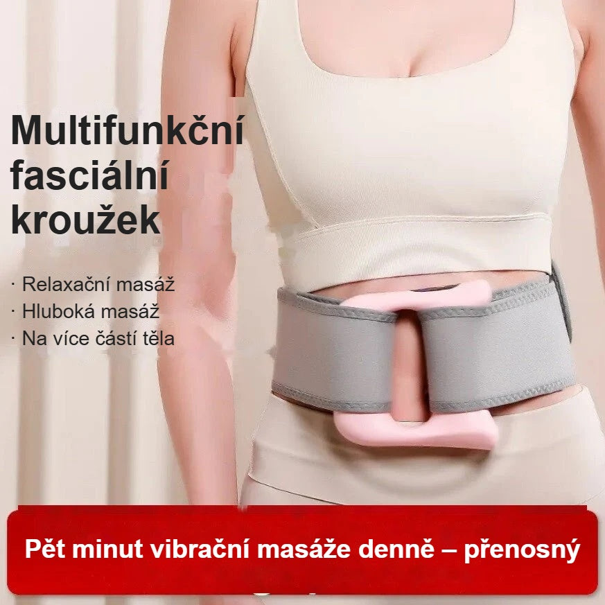 Vibrační masážní kroužek upevněný pásem v pase