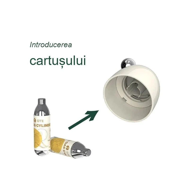 Introducerea cartușului CO2 în aparatul de apă carbogazoasă