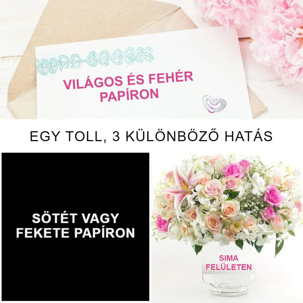 Kontúrtoll vonala világos és sötét papíron, valamint sima felületen