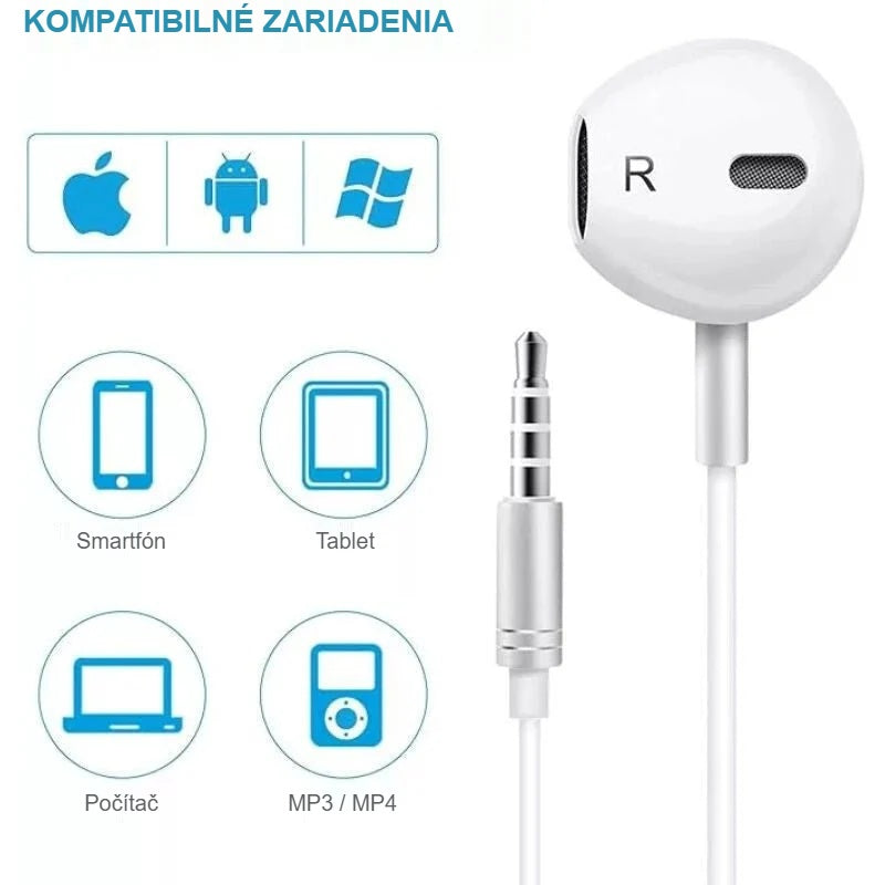 Kompatibilné zariadenia slúchadiel: smartfón, tablet, počítač, MP3/MP4 prehrávač