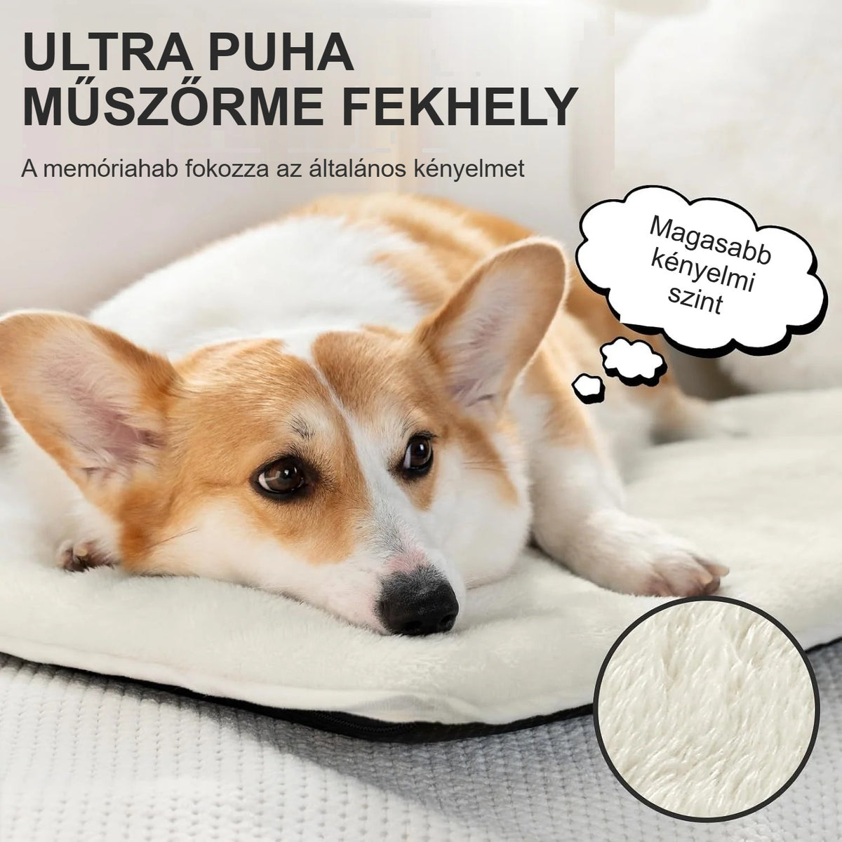 Corgi a kutyaágy matrac ultra puha műszőrme felületén