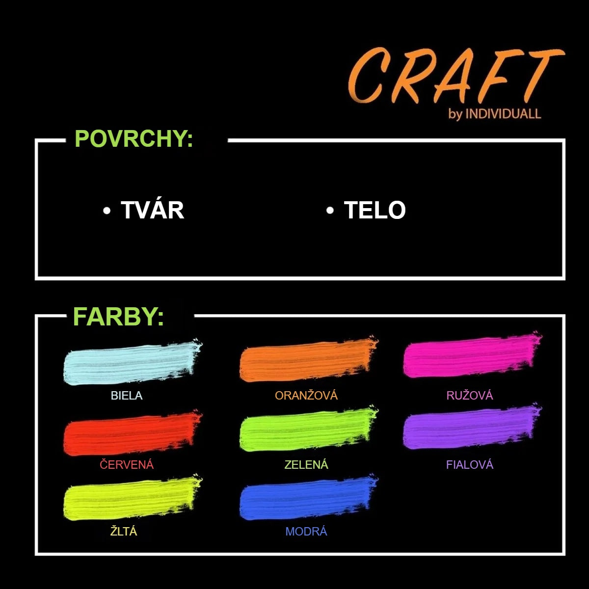 8 farieb svietiacej farby na telo a ich použitie na tvár a telo