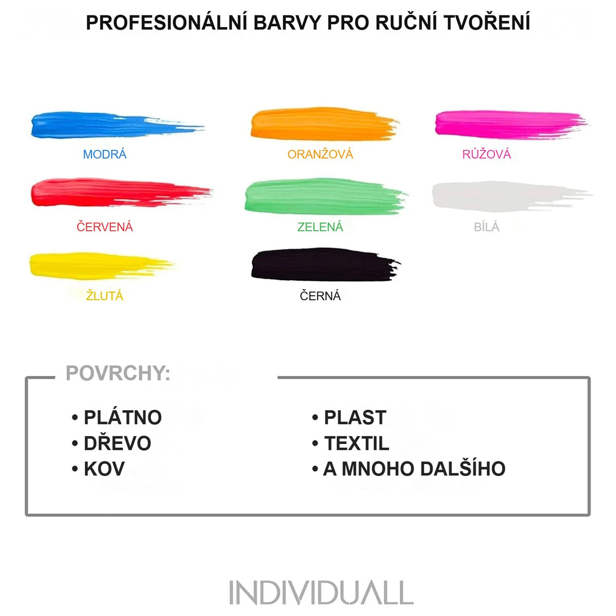 Povrchy pro akrylové barvy: plátno, dřevo, kov, plast, textil