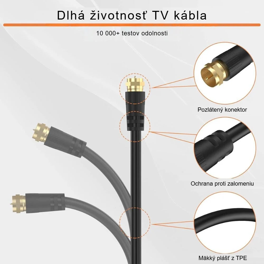 Pozlátený konektor koaxiálneho kábla, ochrana proti zalomeniu a mäkký plášť z TPE