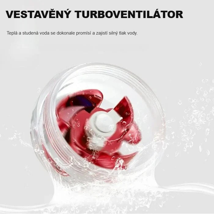Vestavěný červený turboventilátor hlavice zblízka