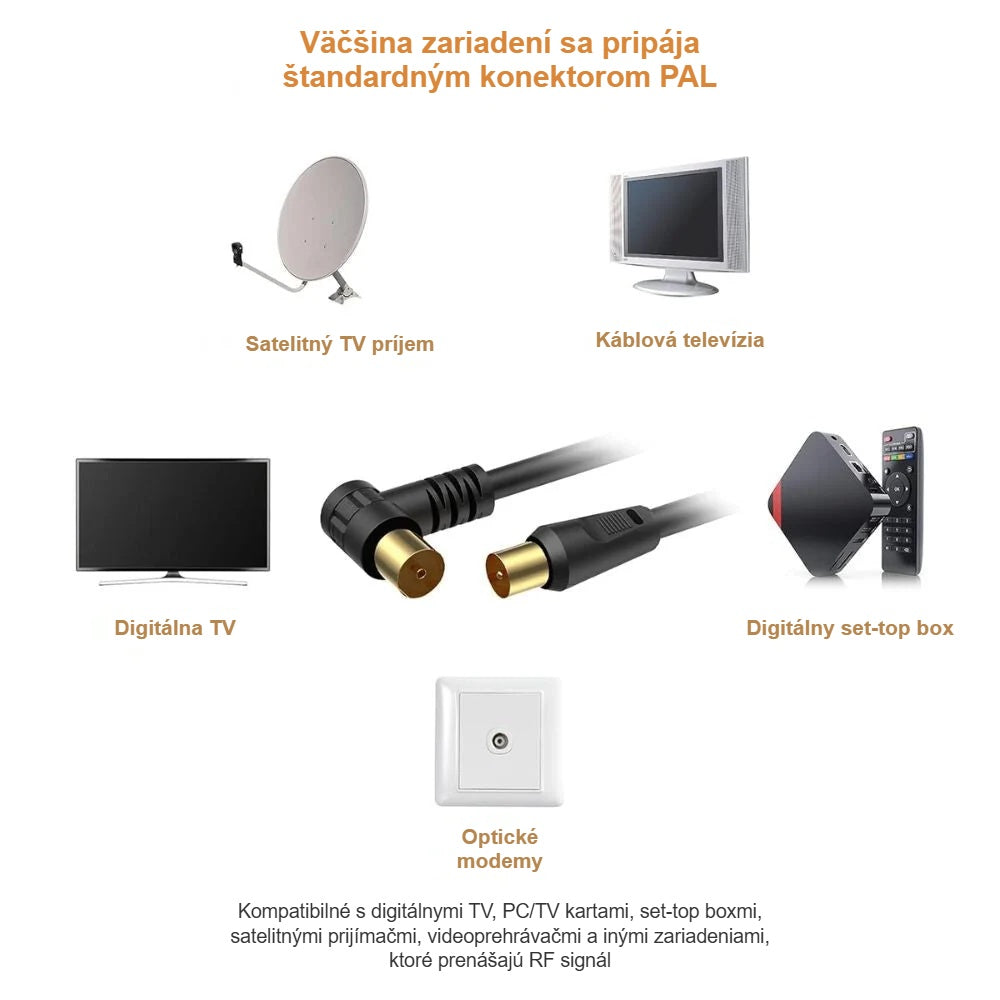 Pripojenie koaxiálneho anténneho kábla k digitálnej TV, set-top boxu a SAT prijímaču