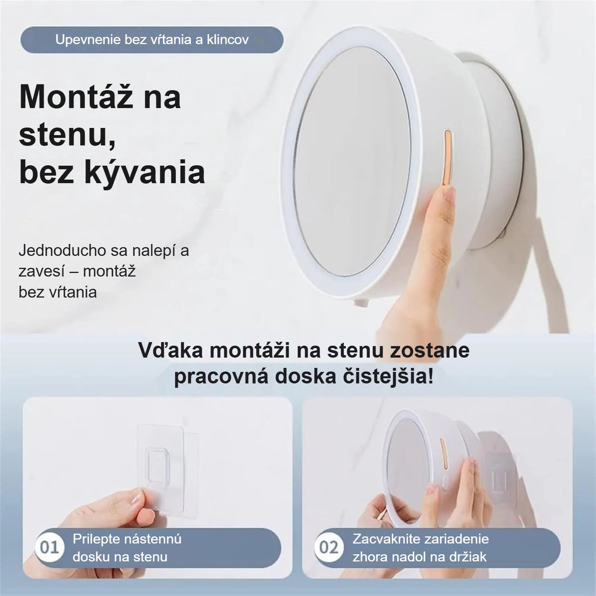 Dávkovač penového mydla na stene a jeho upevnenie bez vŕtania