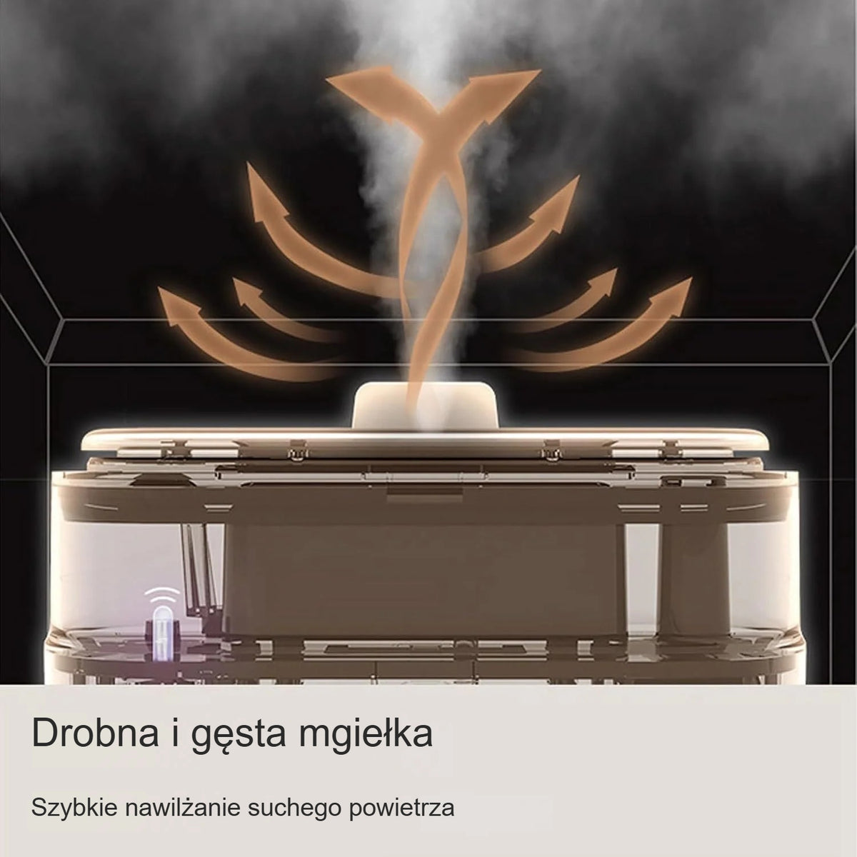 Gęsta mgiełka dyfuzora zapachowego w świetle przypominającym kominek