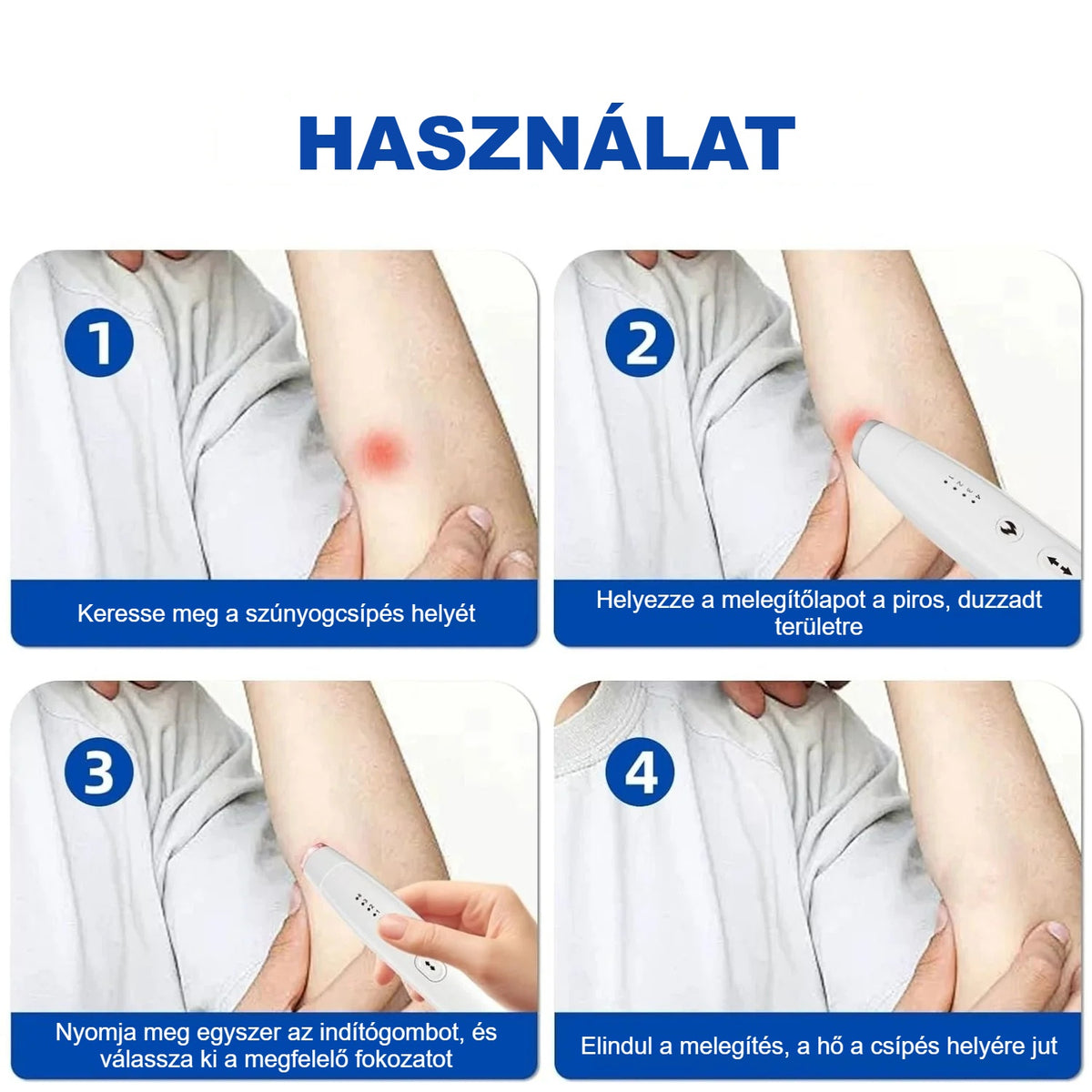 Csípéskezelő használata 4 lépésben a csípés helyén