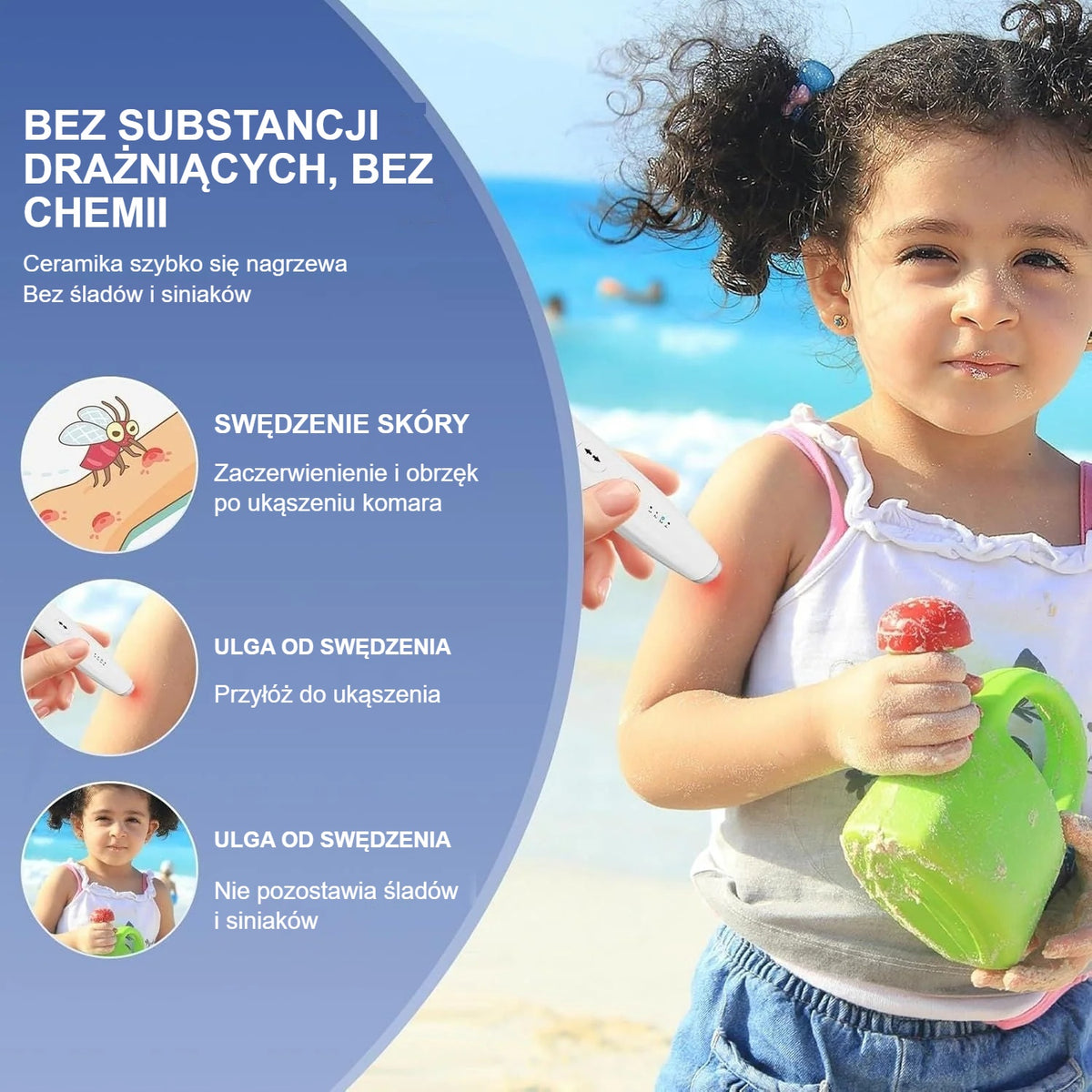 Urządzenie na ukąszenia bez chemii, dziewczynka na świeżym powietrzu