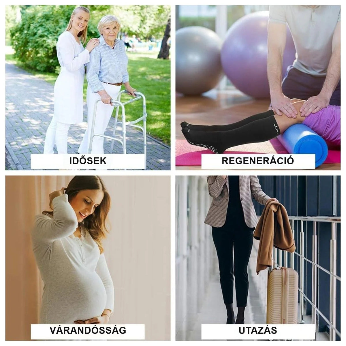 Kompressziós zokni sporthoz, regenerációhoz, várandósság alatt és utazáshoz